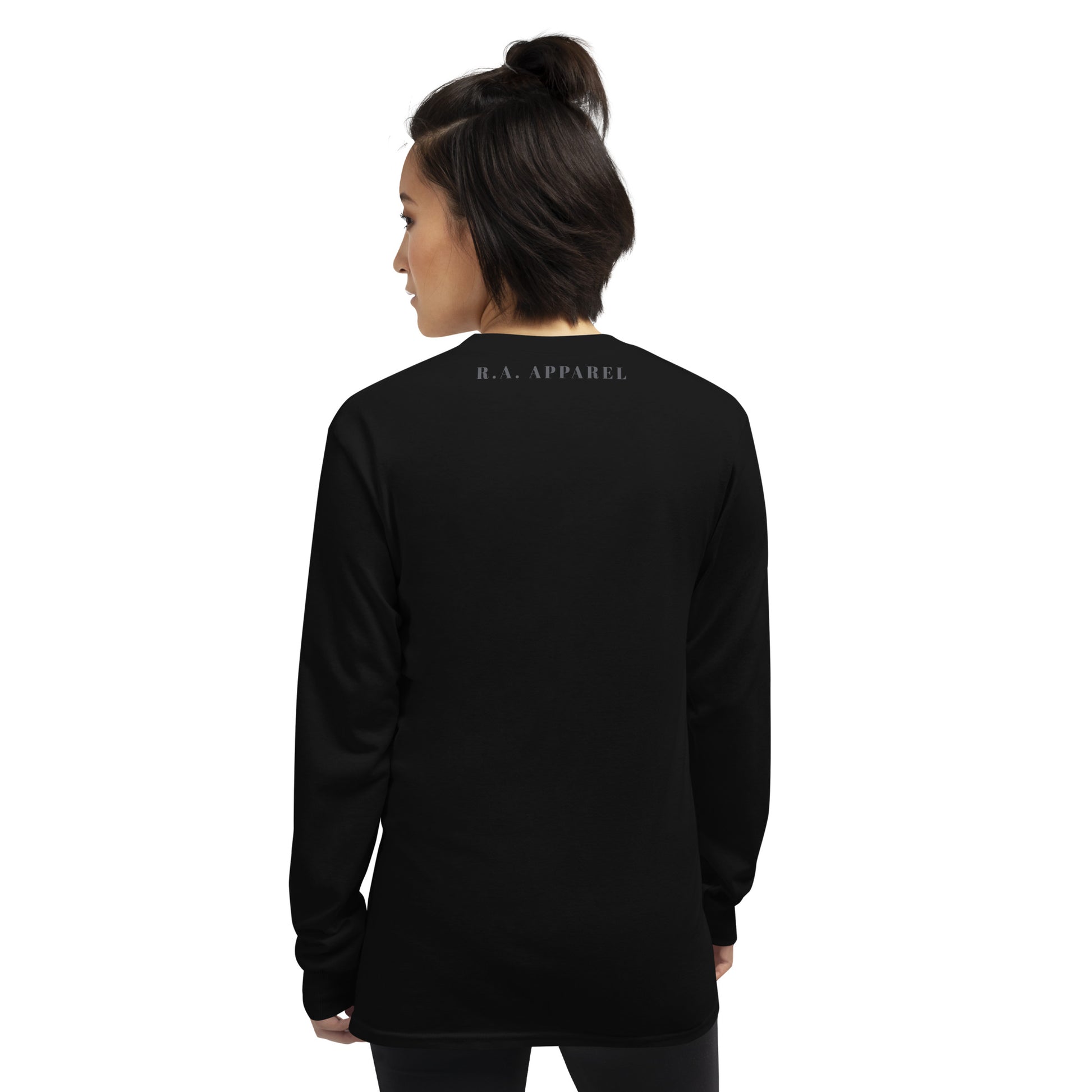 Limitless Men's Long Sleeve Shirt - Left Placement image 2 in Black, size M, showing back view for the No Limits design.