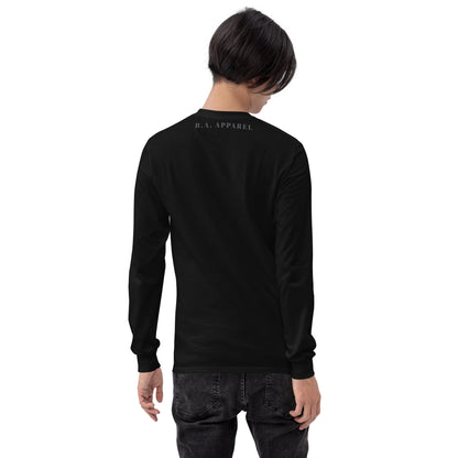 Twin Signal Men's Long Sleeve Shirt - Left Placement product image 3 in Black, size L, with back view and left placement.