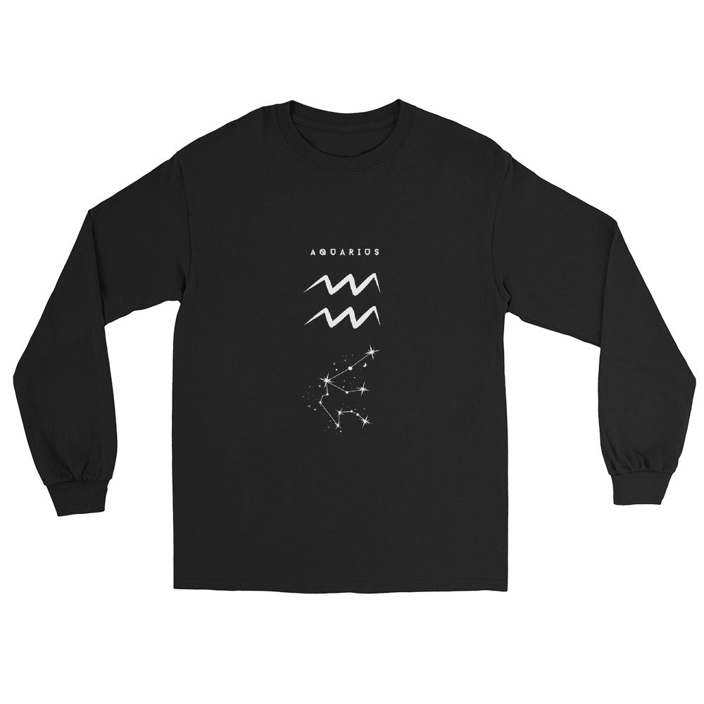 Waterbearer Men's Long Sleeve Shirt - Left Placement by R.A. Apparel, image 1, front view, Black, size S, left placement.