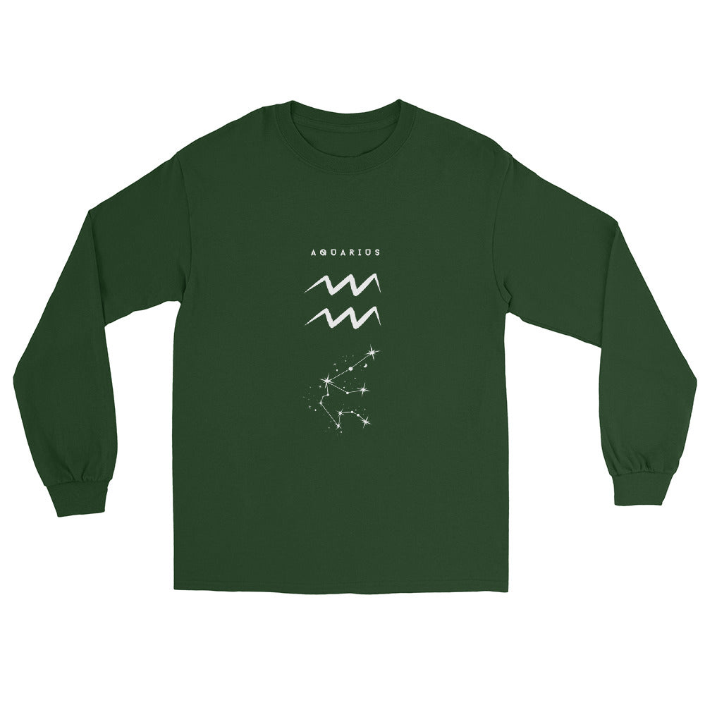 Waterbearer Men's Long Sleeve Shirt - Left Placement by R.A. Apparel, image 2, front view, Black, size M, left placement.
