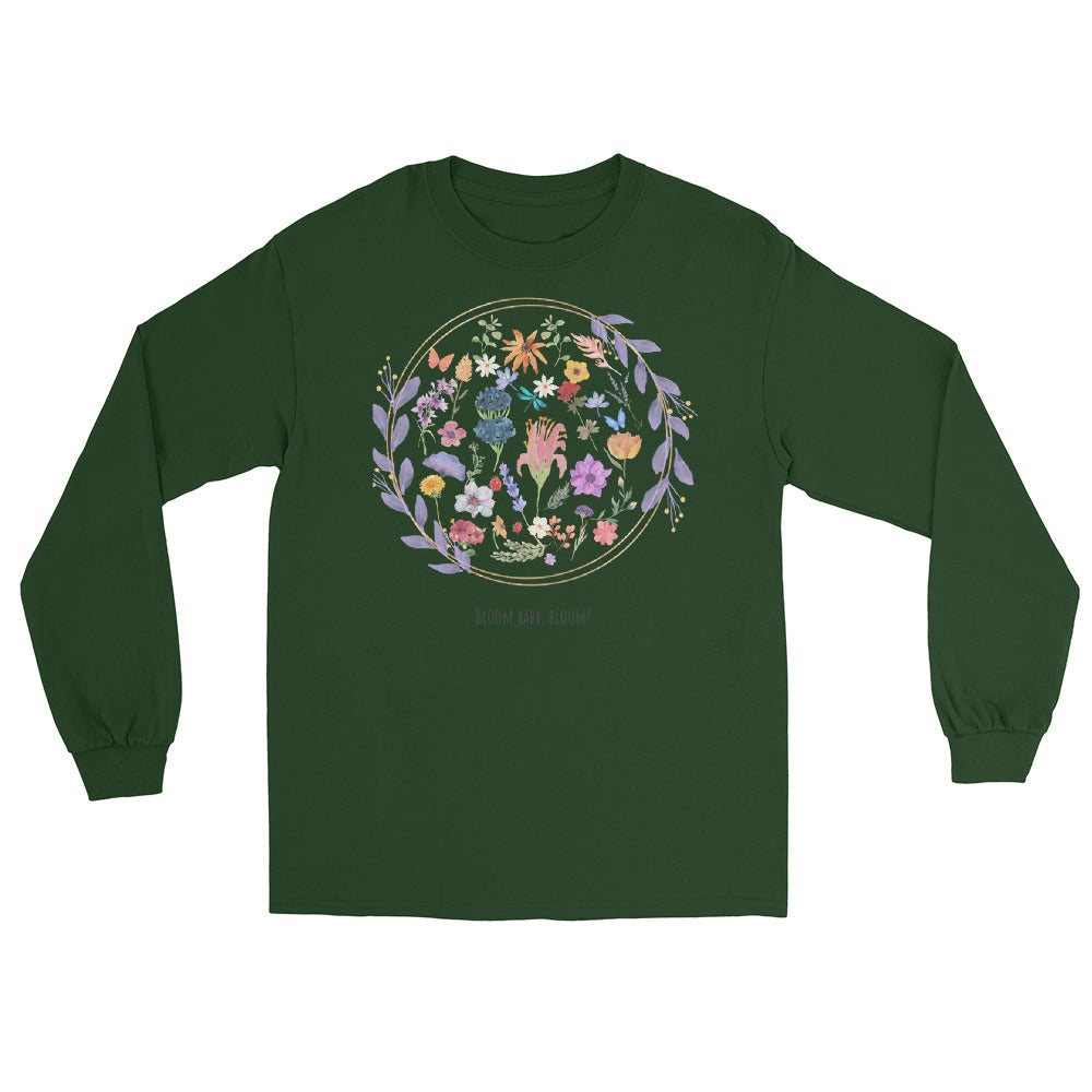 Bloomrise Men's Long Sleeve Shirt - Left Placement image 4: Black version, size XL with front view of the Bloom Baby Bloom range.