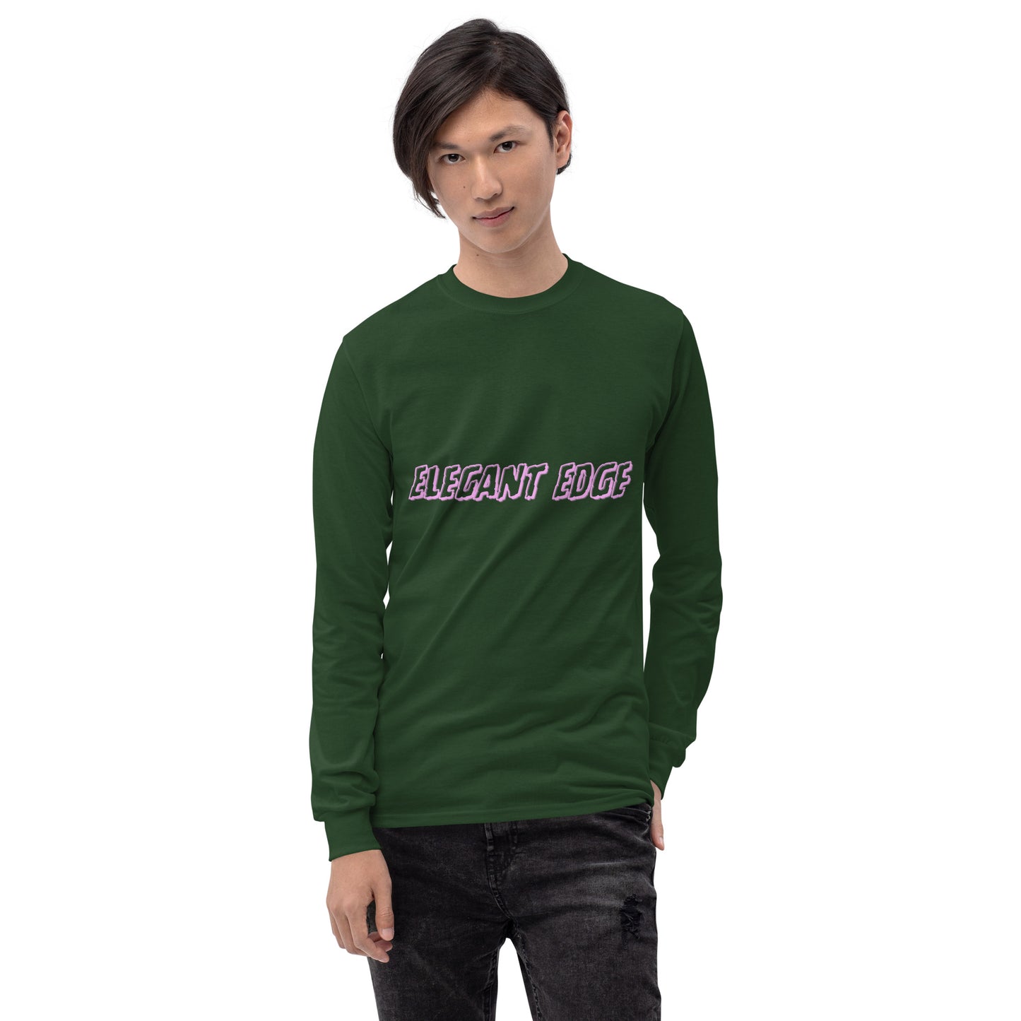 Noir Edge Men's Long Sleeve Shirt - Left Placement image 19 in Maroon, size 2XL, showing front view for the Elegant Edge design.