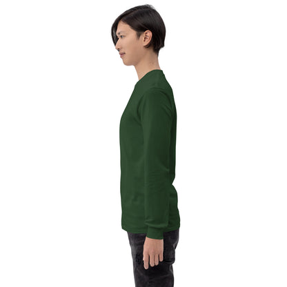 Twin Signal Men's Long Sleeve Shirt - Left Placement by R.A. Apparel, image 21, left-side angle, Red, size S, left placement.