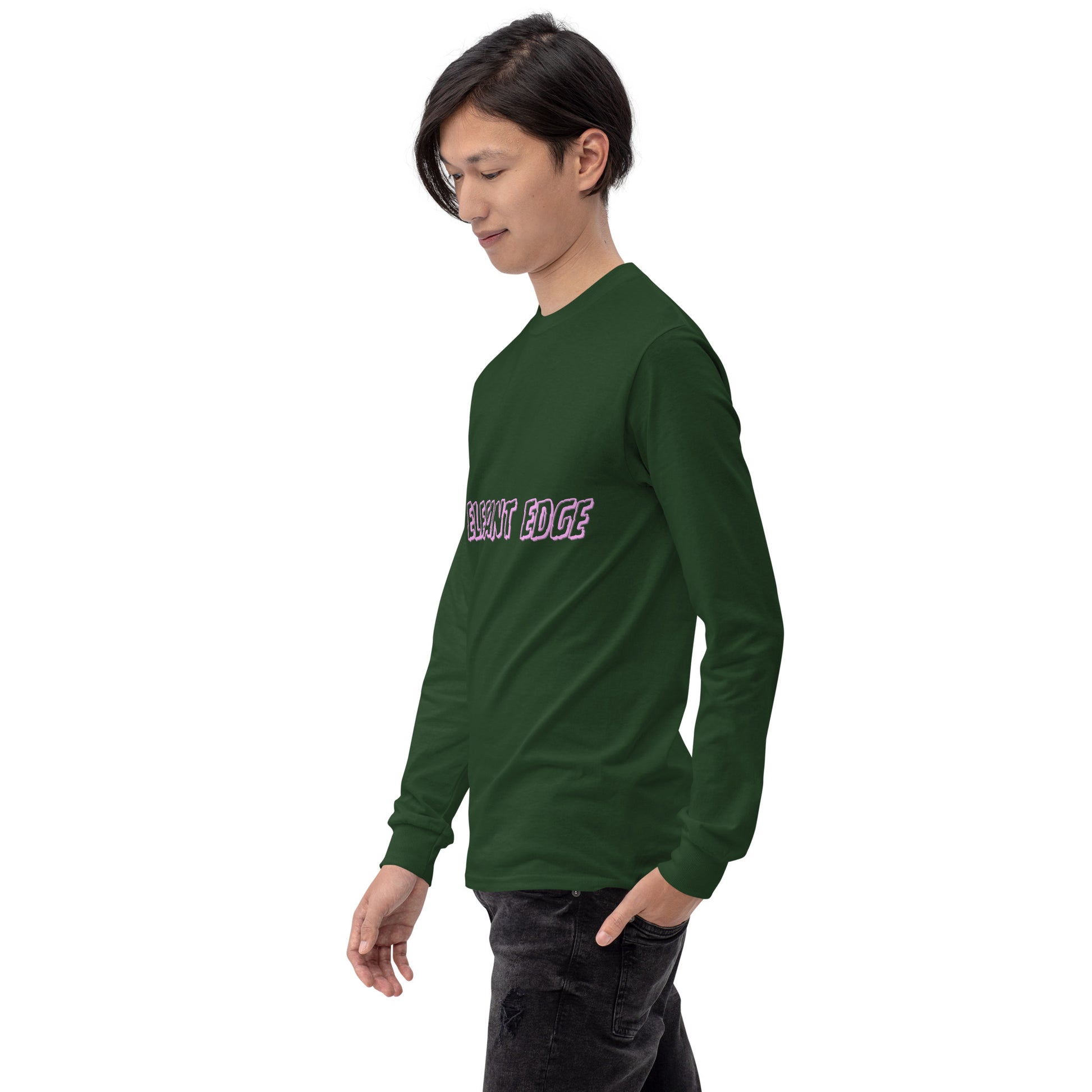 Noir Edge Men's Long Sleeve Shirt - Left Placement product image 22 in Forest Green, size L, with front view, left-side angle and left placement.