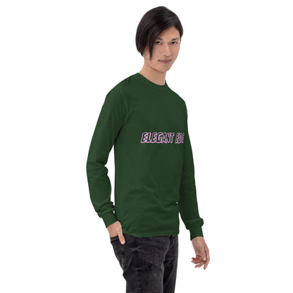 Noir Edge Men's Long Sleeve Shirt - Left Placement by R.A. Apparel, image 24, front view, right-side angle, Forest Green, size 2XL, left placement.