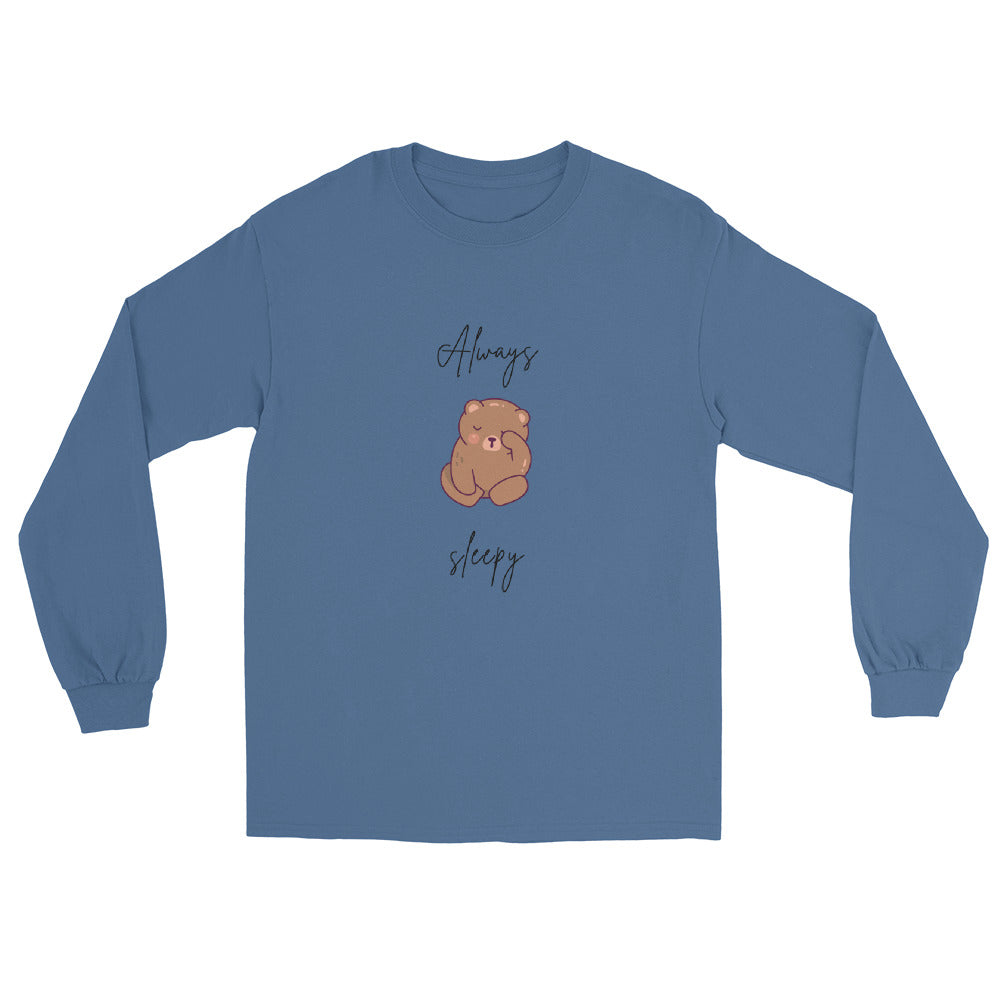 Nightcall Men's Long Sleeve Shirt - Left Placement image 6: Black version, size 3XL with front view of the Always Sleepy range.