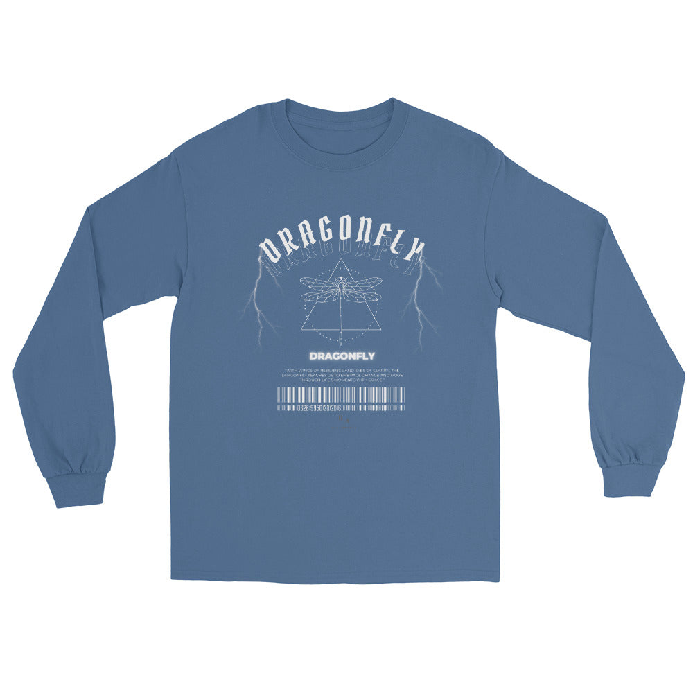 Dragonfly Men's Long Sleeve Shirt - Left Placement by R.A. Apparel, image 7, front view, Black, size 4XL, left placement.