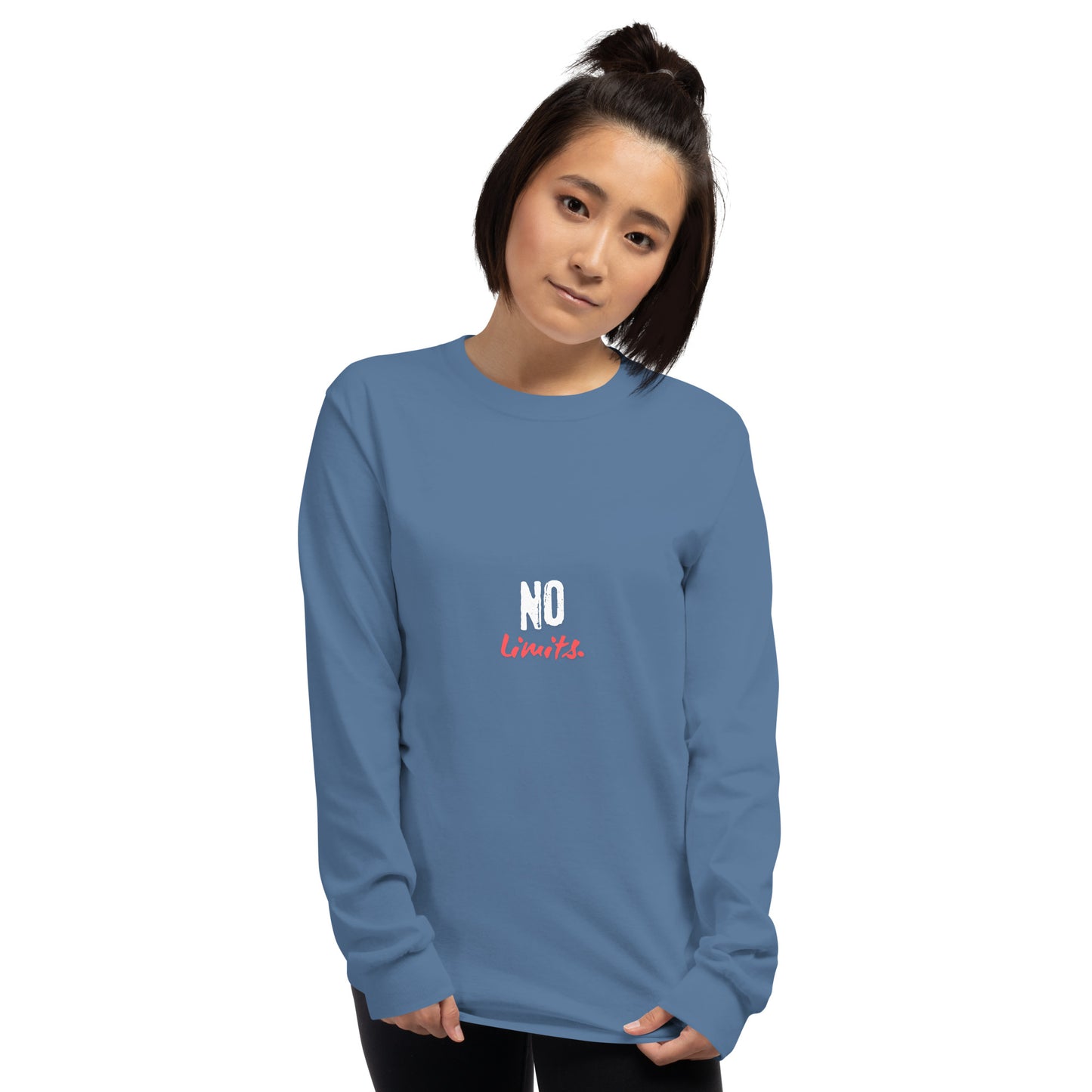 Limitless Men's Long Sleeve Shirt - Left Placement image 7: Black version, size 4XL with front view of the No Limits range.