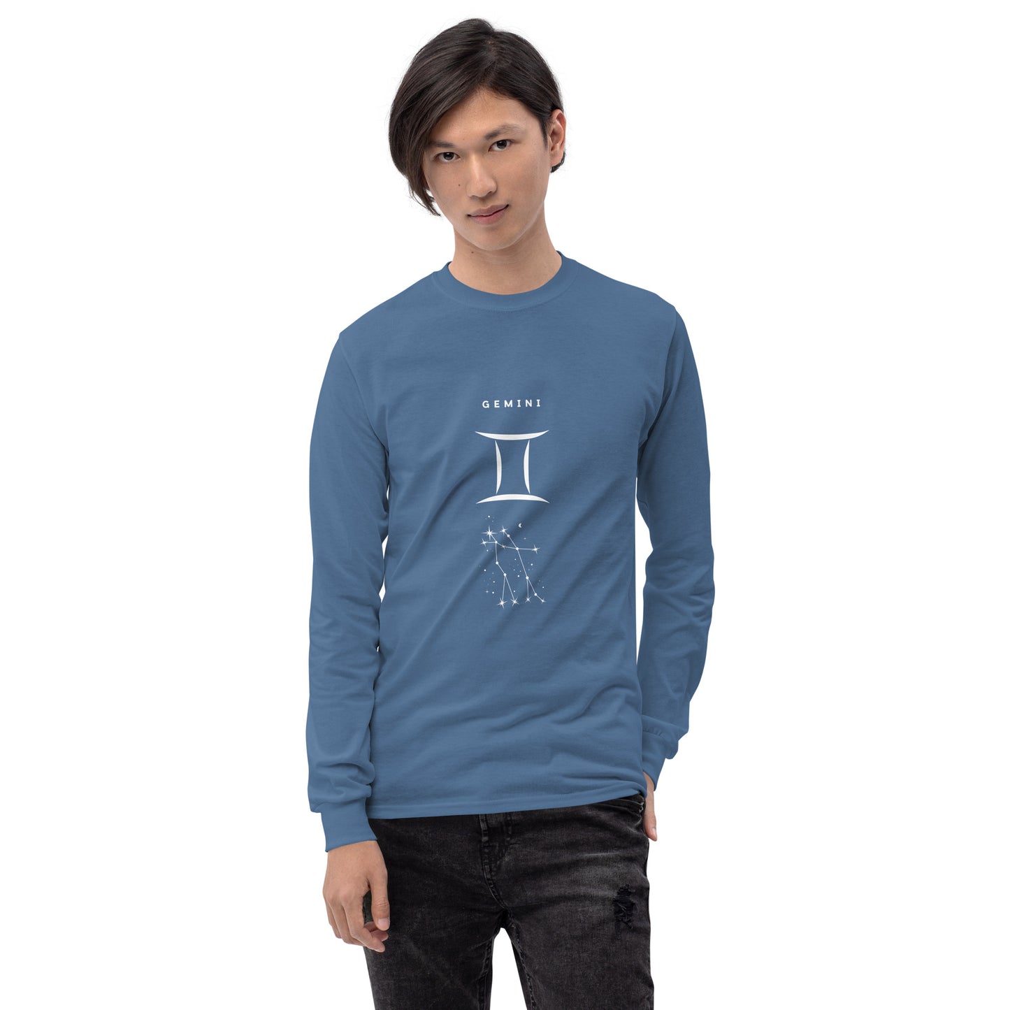 Twin Signal Men's Long Sleeve Shirt - Left Placement image 43: Irish Green version, size L with front view of the Gemini range.