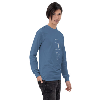 Twin Signal Men's Long Sleeve Shirt - Left Placement by R.A. Apparel, image 48, front view, right-side angle, Sport Grey, size L, left placement.