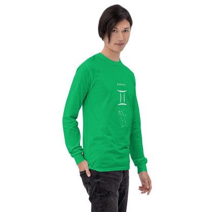 Twin Signal Men's Long Sleeve Shirt - Left Placement image 54 in Light Blue, size XL, showing front view, right-side angle for the Gemini design.