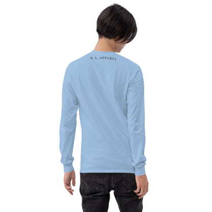 Twin Signal Men's Long Sleeve Shirt - Left Placement by R.A. Apparel, image 62, back view, Light Pink, size M, left placement.