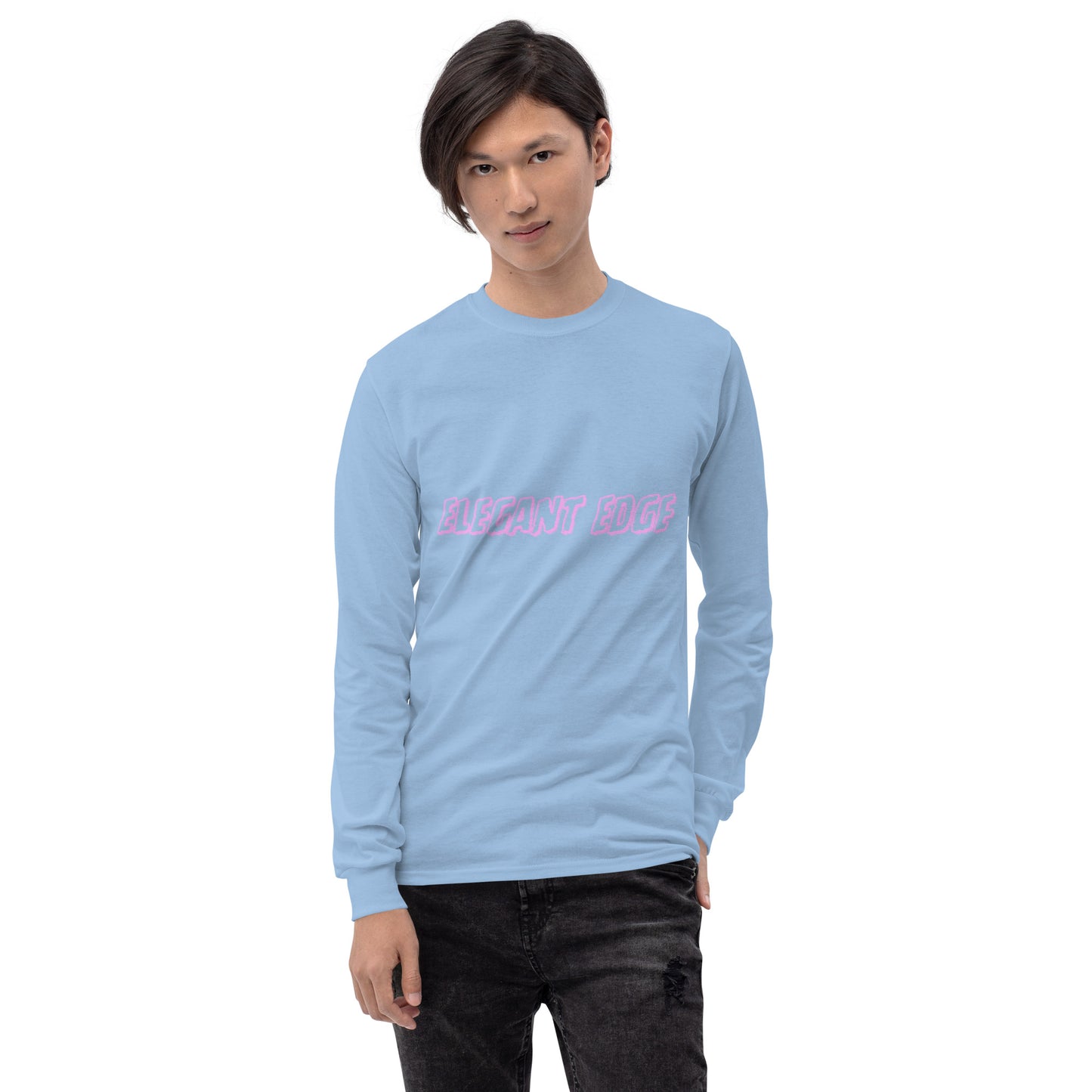 Noir Edge Men's Long Sleeve Shirt - Left Placement image 31: Red version, size 3XL with front view of the Elegant Edge range.