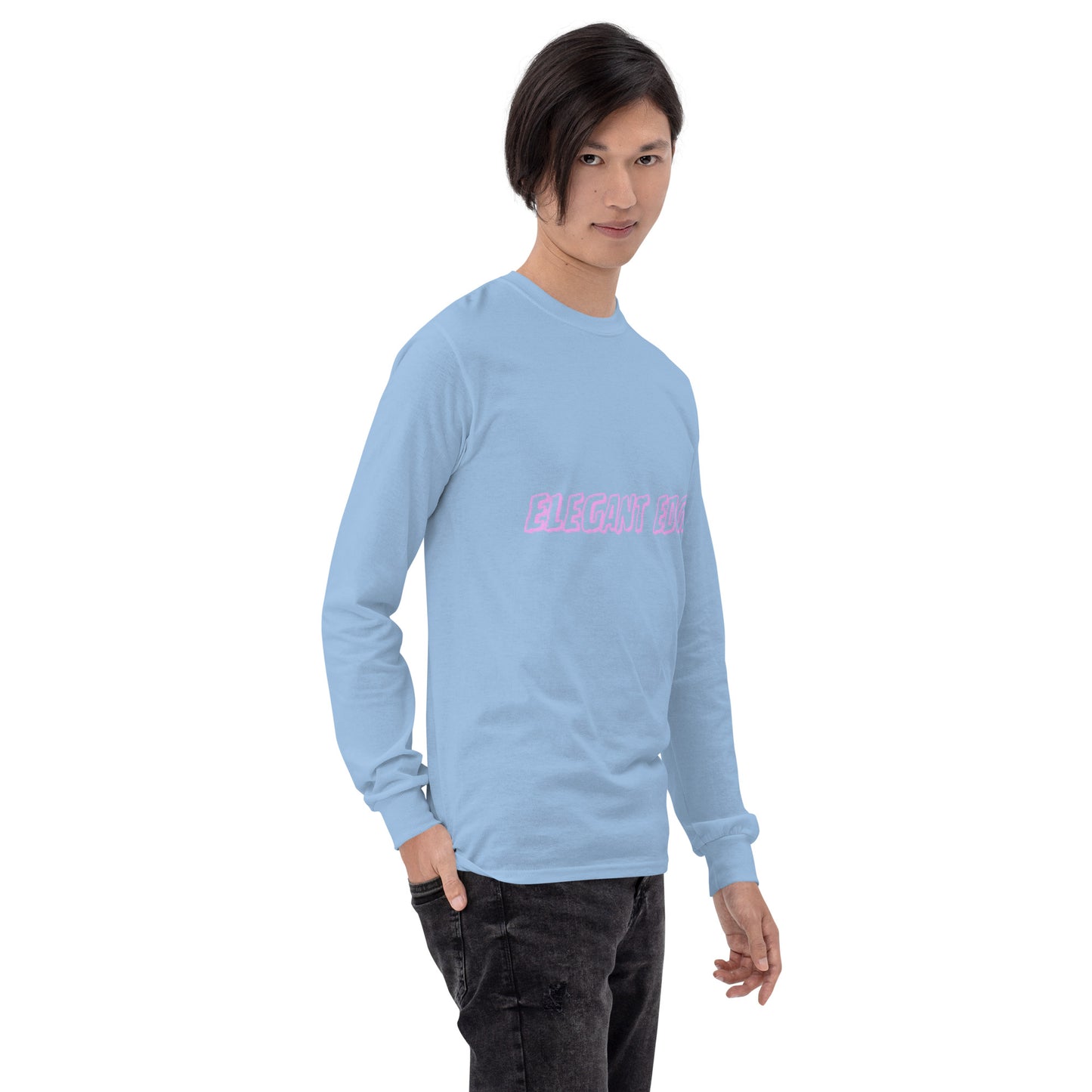Noir Edge Men's Long Sleeve Shirt - Left Placement product image 36 in Royal, size XL, with front view, right-side angle and left placement.