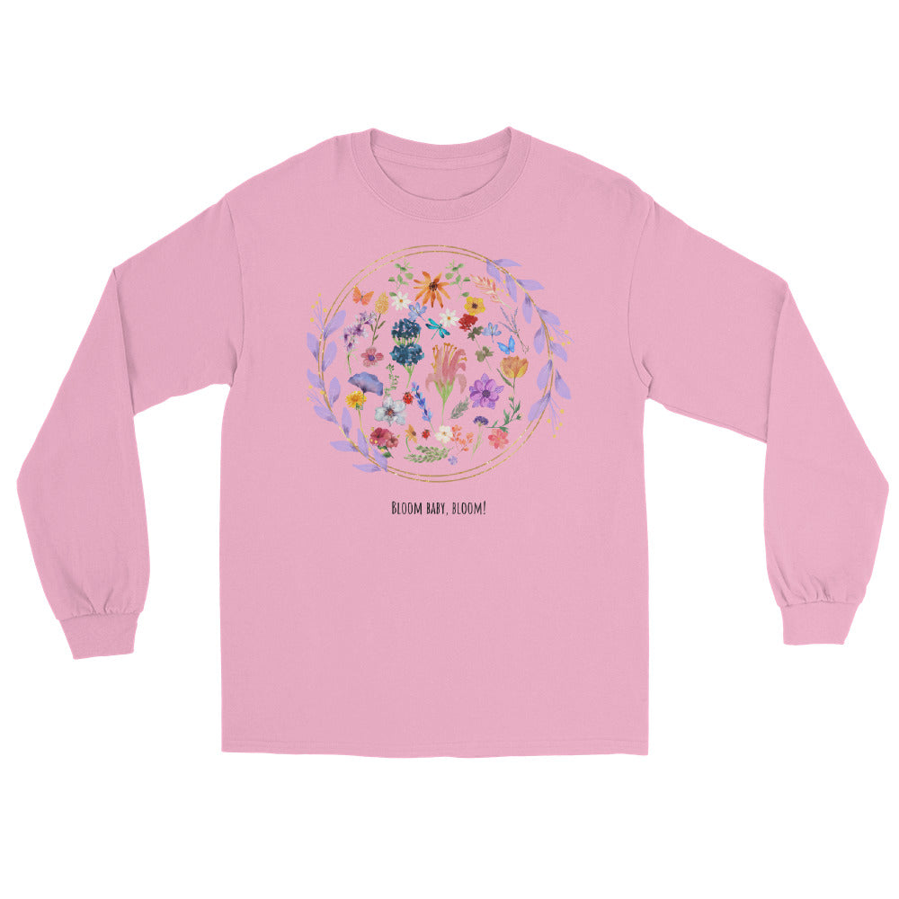 Bloomrise Men's Long Sleeve Shirt - Left Placement image 12 in Navy, size 2XL, showing front view for the Bloom Baby Bloom design.