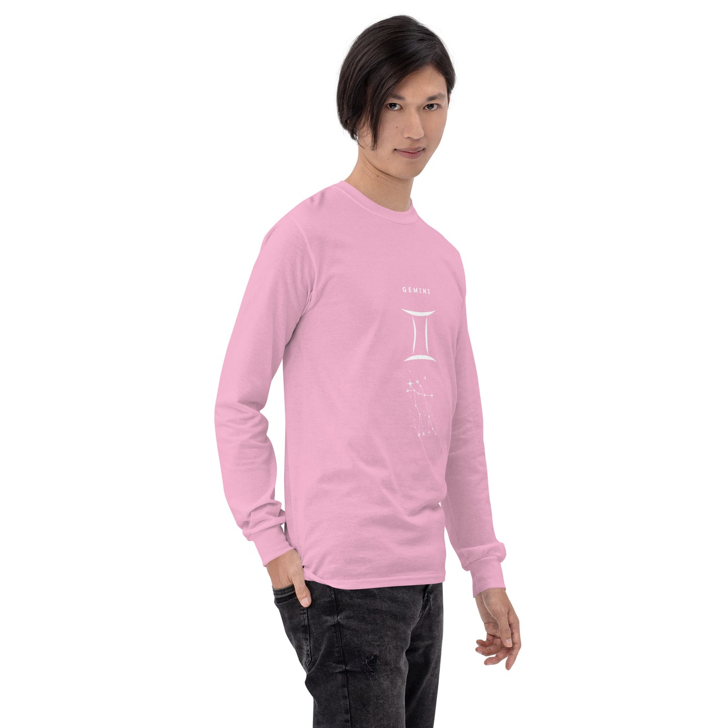 Twin Signal Men's Long Sleeve Shirt - Left Placement image 78 in selected colour, showing front view, right-side angle for the Gemini design.