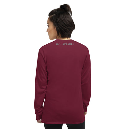 Forward Kind Men's Long Sleeve Shirt - Left Placement image 14: Navy version, size 4XL with back view of the Pay It Forward range.