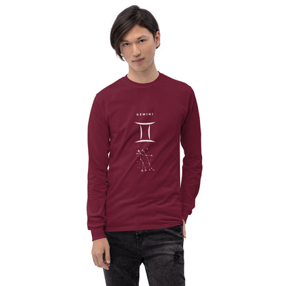 Twin Signal Men's Long Sleeve Shirt - Left Placement by R.A. Apparel, image 13, front view, Maroon, size L, left placement.
