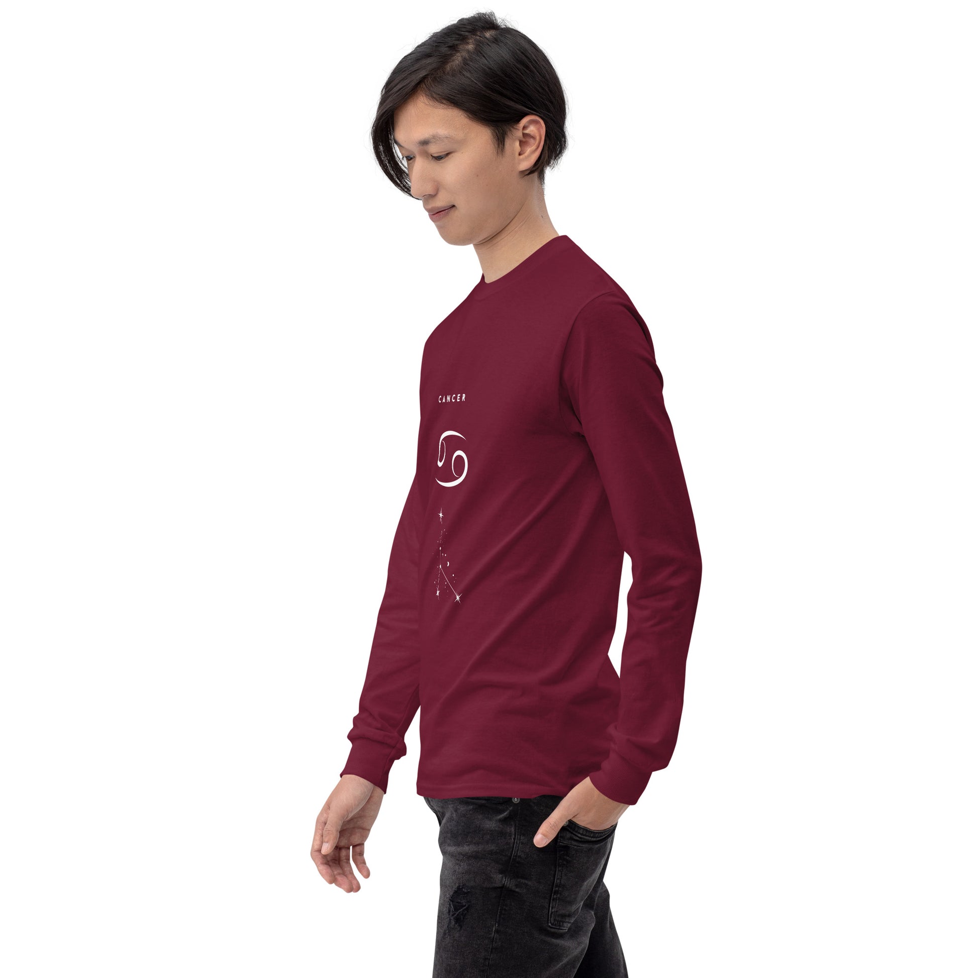 Moonhaven Long Sleeve Shirt by R.A. Apparel, image 16, front view, left-side angle, Forest Green, size S, design placement.