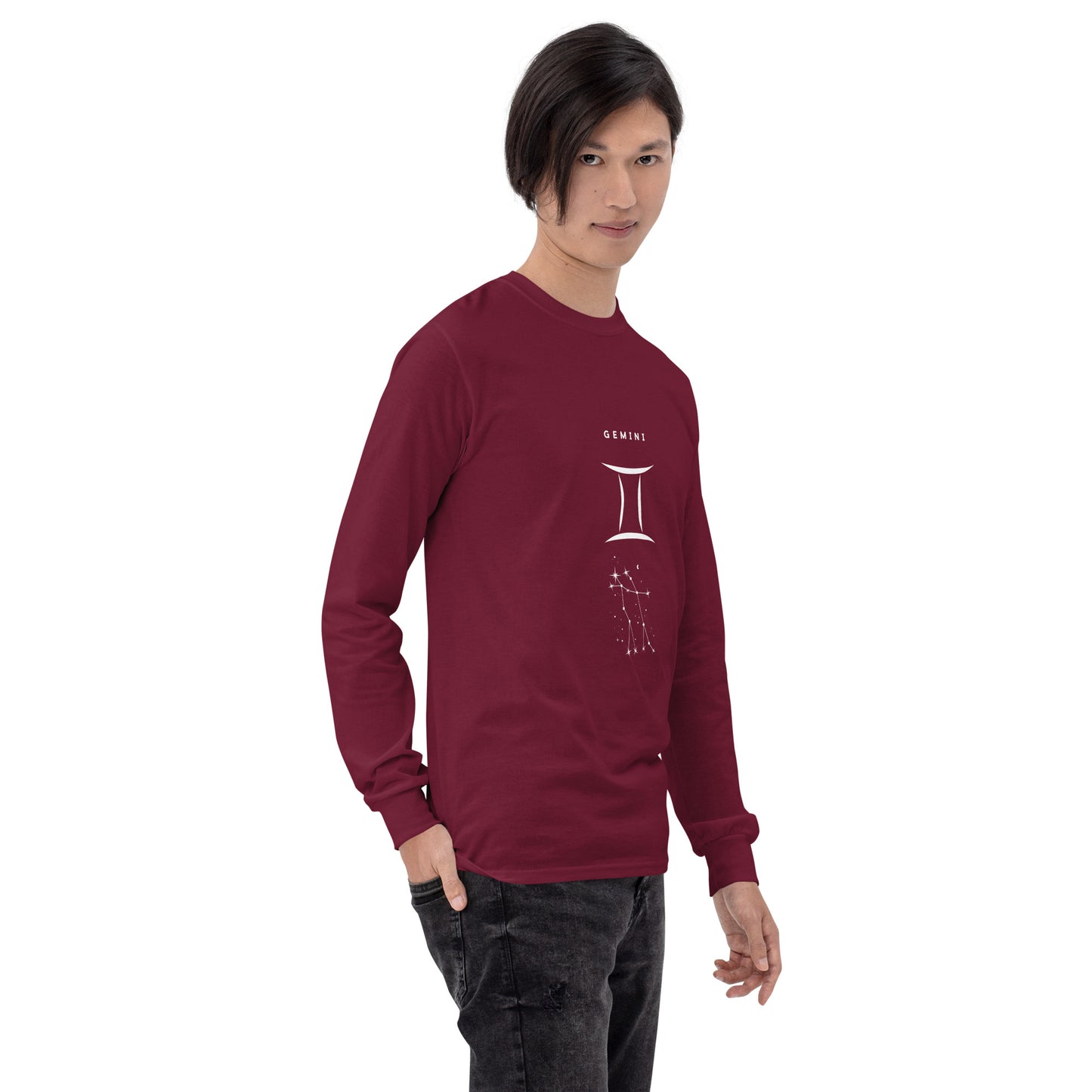 Twin Signal Men's Long Sleeve Shirt - Left Placement by R.A. Apparel, image 18, front view, right-side angle, Forest Green, size L, left placement.