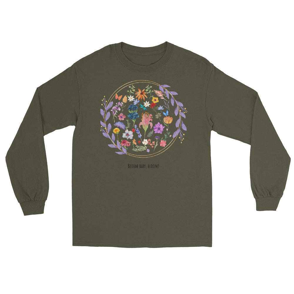 Bloomrise Men's Long Sleeve Shirt - Left Placement by R.A. Apparel, image 7, front view, Black, size 4XL, left placement.