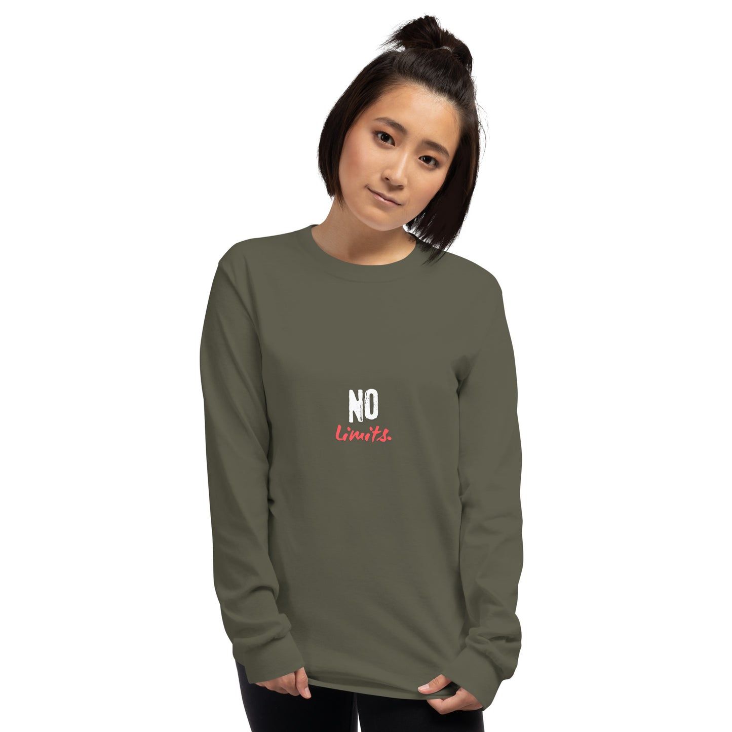 Limitless Men's Long Sleeve Shirt - Left Placement image 13: Navy version, size 3XL with front view of the No Limits range.