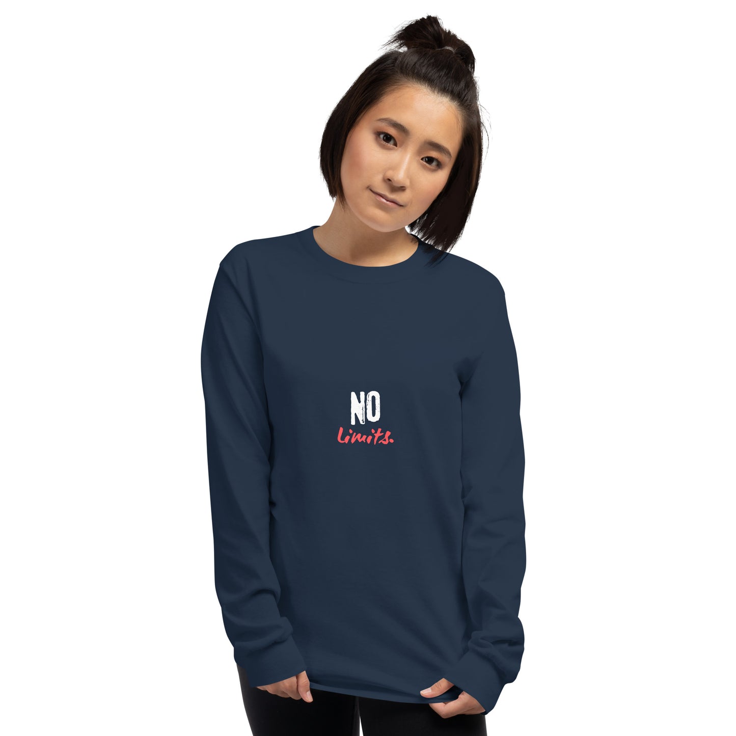 Limitless Men's Long Sleeve Shirt - Left Placement image 15: Forest Green version, size S with front view of the No Limits range.