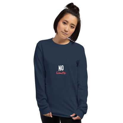 Limitless Men's Long Sleeve Shirt - Left Placement image 15: Forest Green version, size S with front view of the No Limits range.