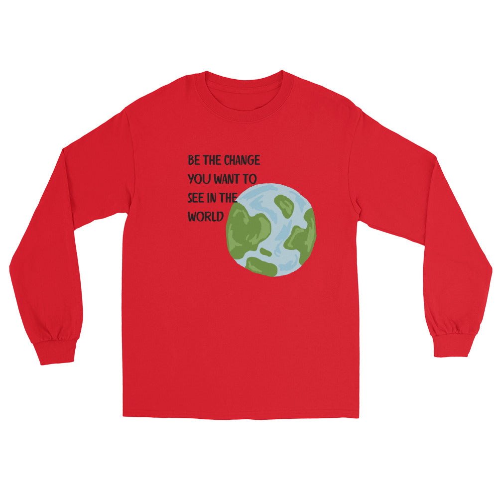 Change Signal Men's Long Sleeve Shirt - Left Placement image 5: Black version, size 2XL with front view of the Be the Change range.