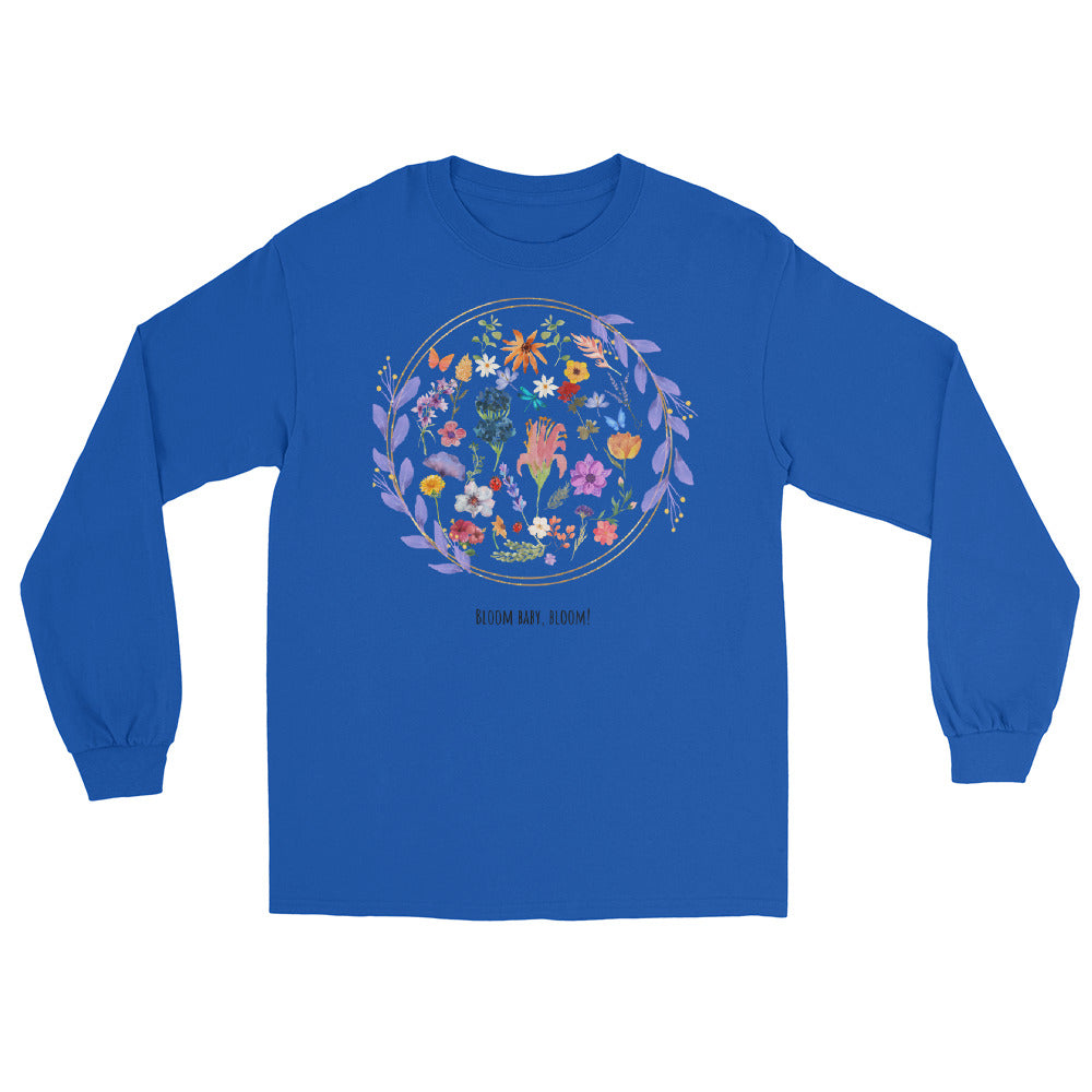 Bloomrise Men's Long Sleeve Shirt - Left Placement by R.A. Apparel, image 6, front view, Black, size 3XL, left placement.