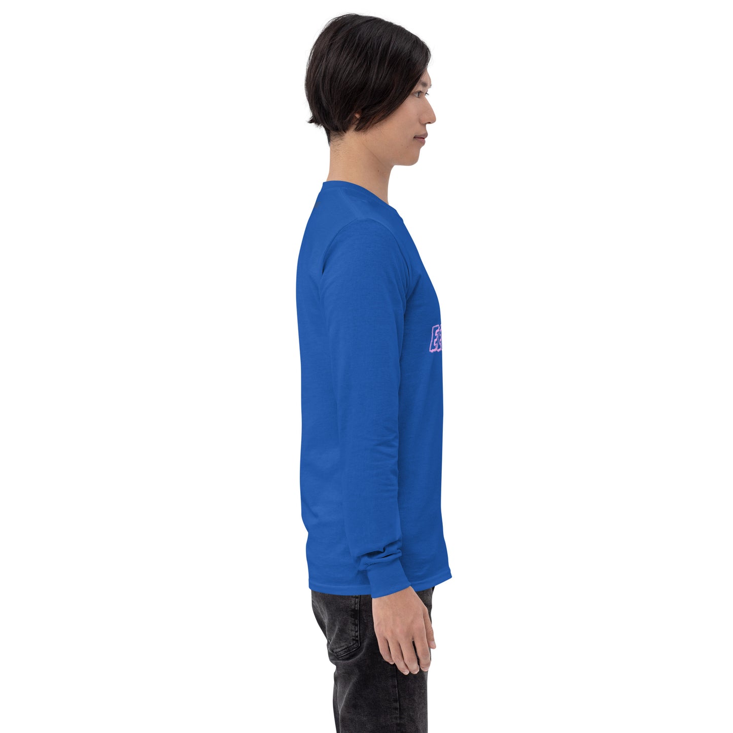 Noir Edge Men's Long Sleeve Shirt - Left Placement by R.A. Apparel, image 65, right-side angle, Sport Grey, size 4XL, left placement.