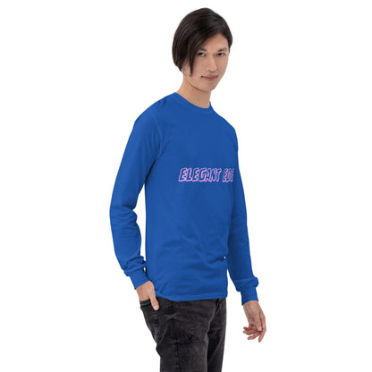 Noir Edge Men's Long Sleeve Shirt - Left Placement image 66: Light Blue version, size S with front view, right-side angle of the Elegant Edge range.