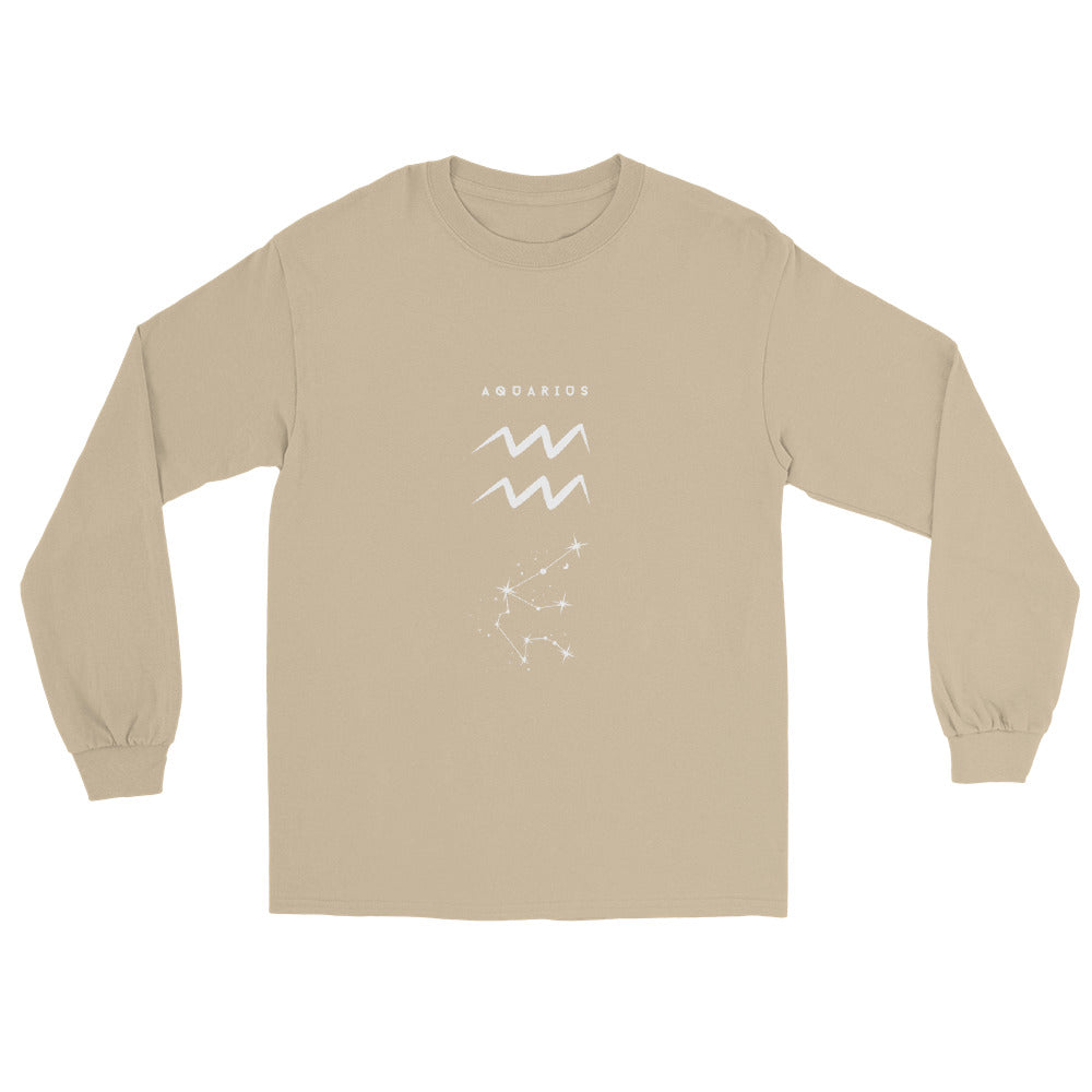 Image 6 of Black Waterbearer Men's Long Sleeve Shirt - Left Placement, size 3XL, with Aquarius artwork visible in front view.