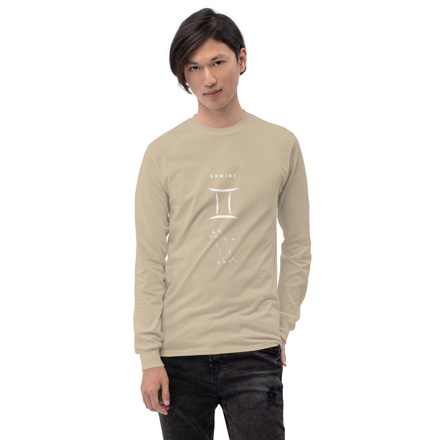 Twin Signal Men's Long Sleeve Shirt - Left Placement by R.A. Apparel, image 67, front view, Ash, size M, left placement.