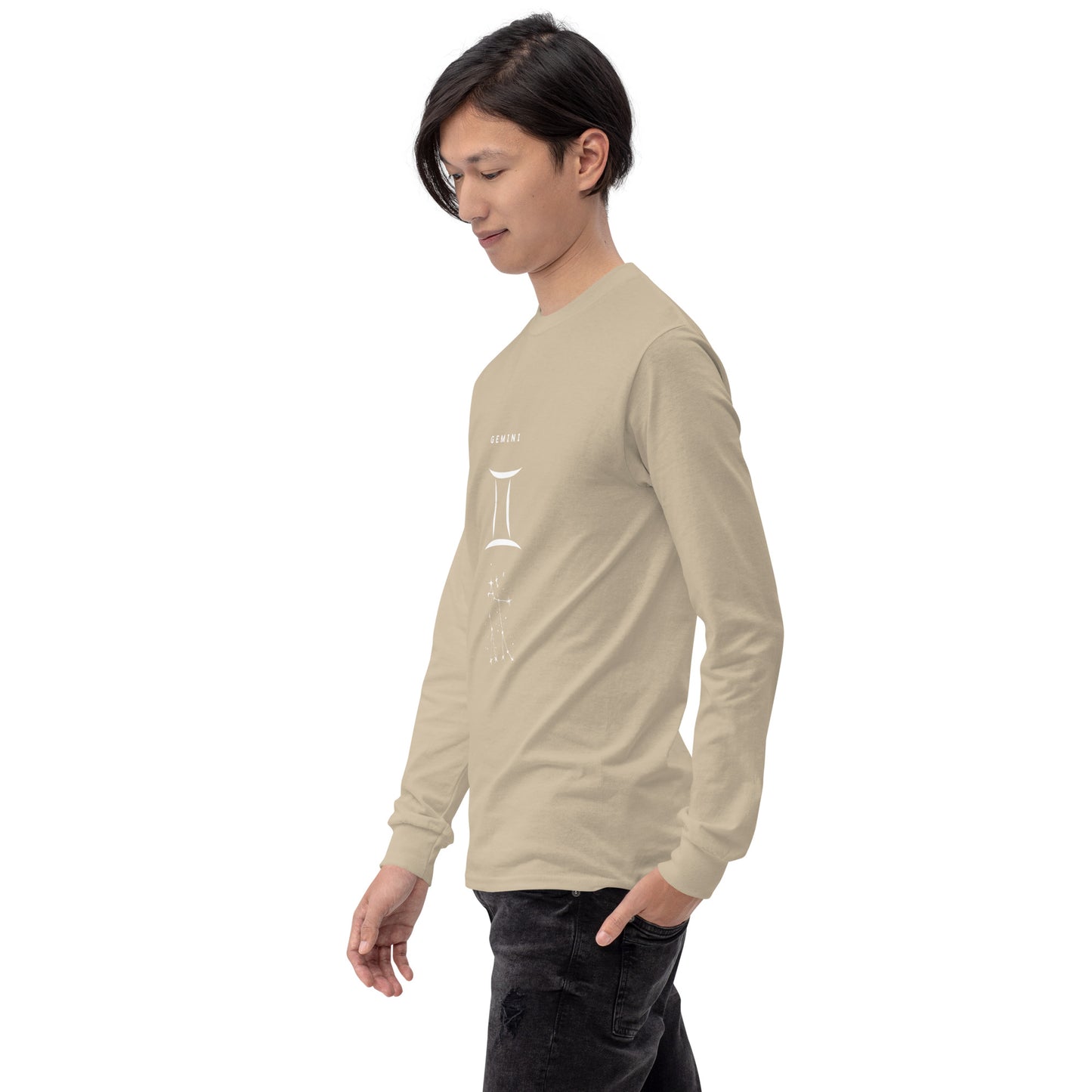 Twin Signal Men's Long Sleeve Shirt - Left Placement product image 70 in Ash, size 2XL, with front view, left-side angle and left placement.