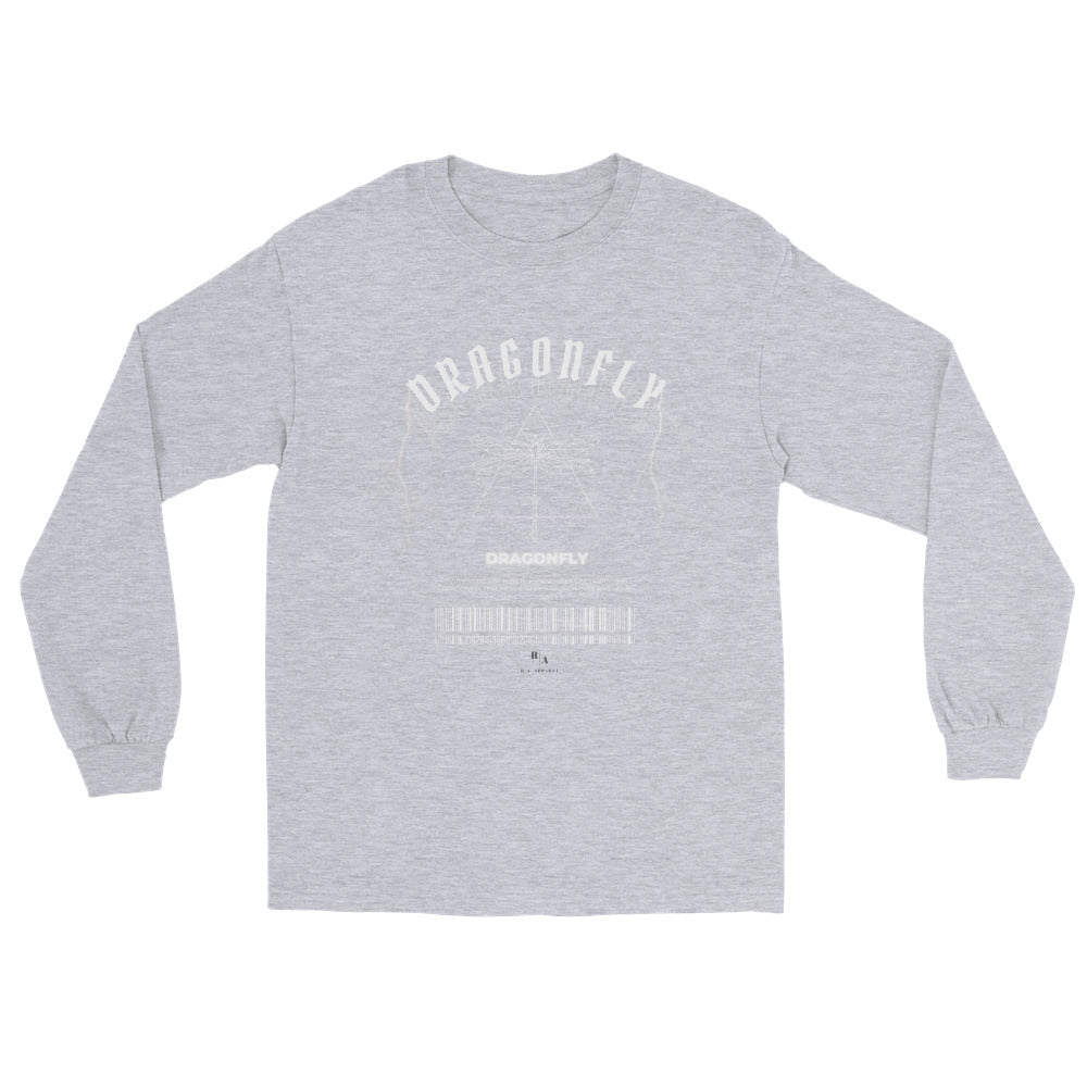 Dragonfly Men's Long Sleeve Shirt - Left Placement by R.A. Apparel, image 9, front view, Navy, size M, left placement.