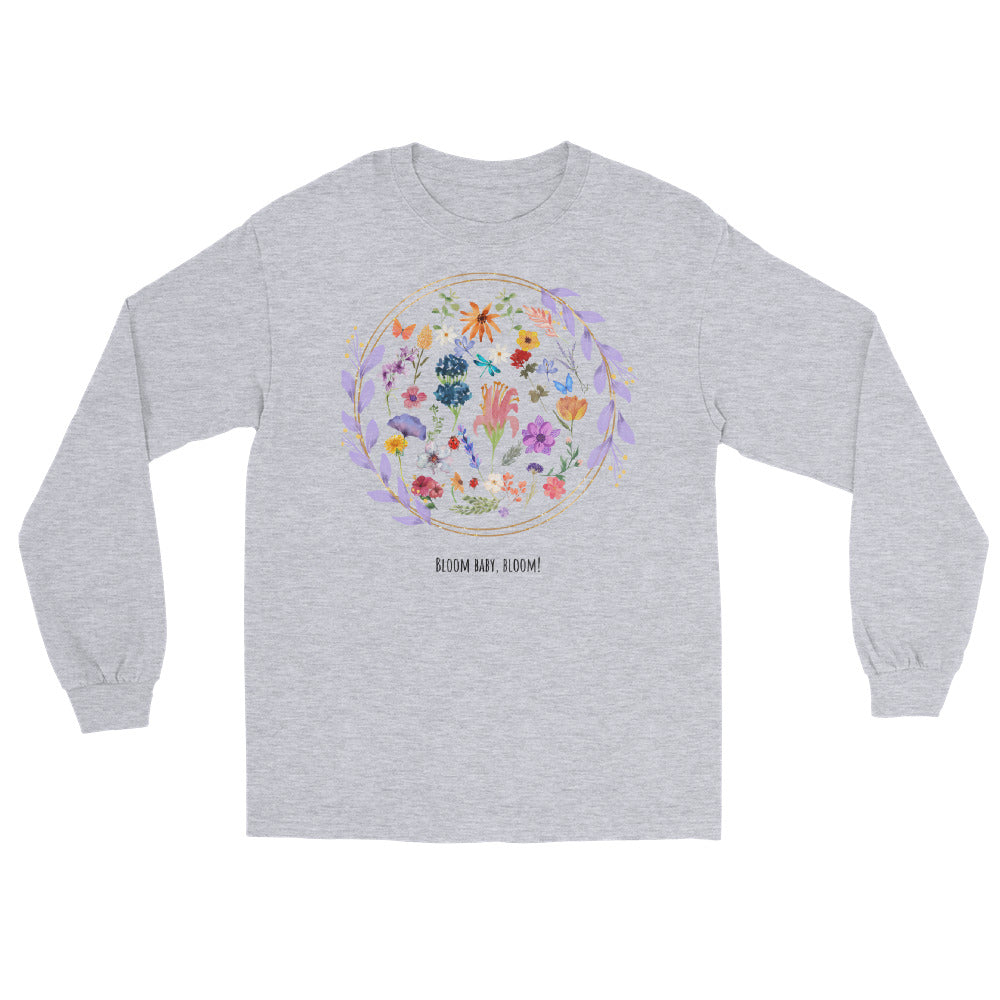 Bloomrise Men's Long Sleeve Shirt - Left Placement by R.A. Apparel, image 10, front view, Navy, size L, left placement.