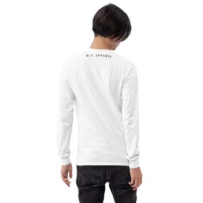 Noir Edge Men's Long Sleeve Shirt - Left Placement product image 2 in Black, size M, with back view and left placement.