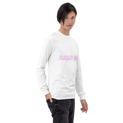 Noir Edge Men's Long Sleeve Shirt - Left Placement image 6: Black version, size 3XL with front view, right-side angle of the Elegant Edge range.