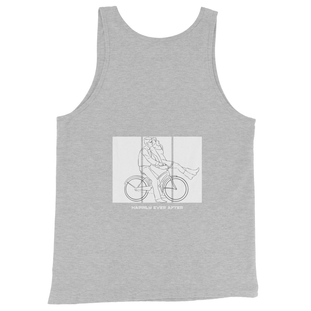 Ever After Men's Tank Top - Left Placement 110 image 6: Black version, size 2XL with back view of the Happily Ever After range.