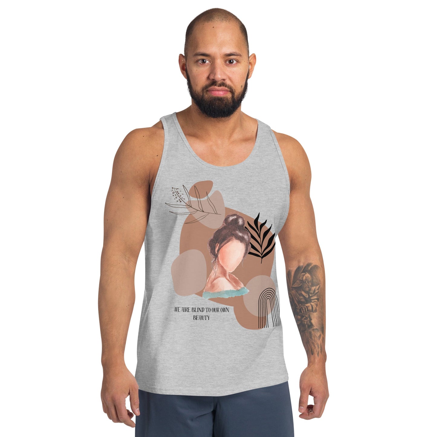 Blind Signal Men's Tank Top - Left Placement image 4 in Navy, size L, showing front view for the We Are Blind design.