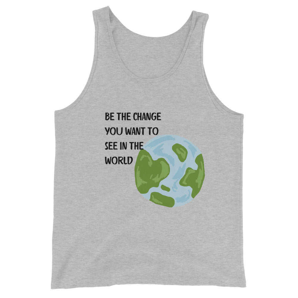 Change Signal Men's Tank Top - Left Placement image 4: Black version, size L with front view of the Be the Change range.