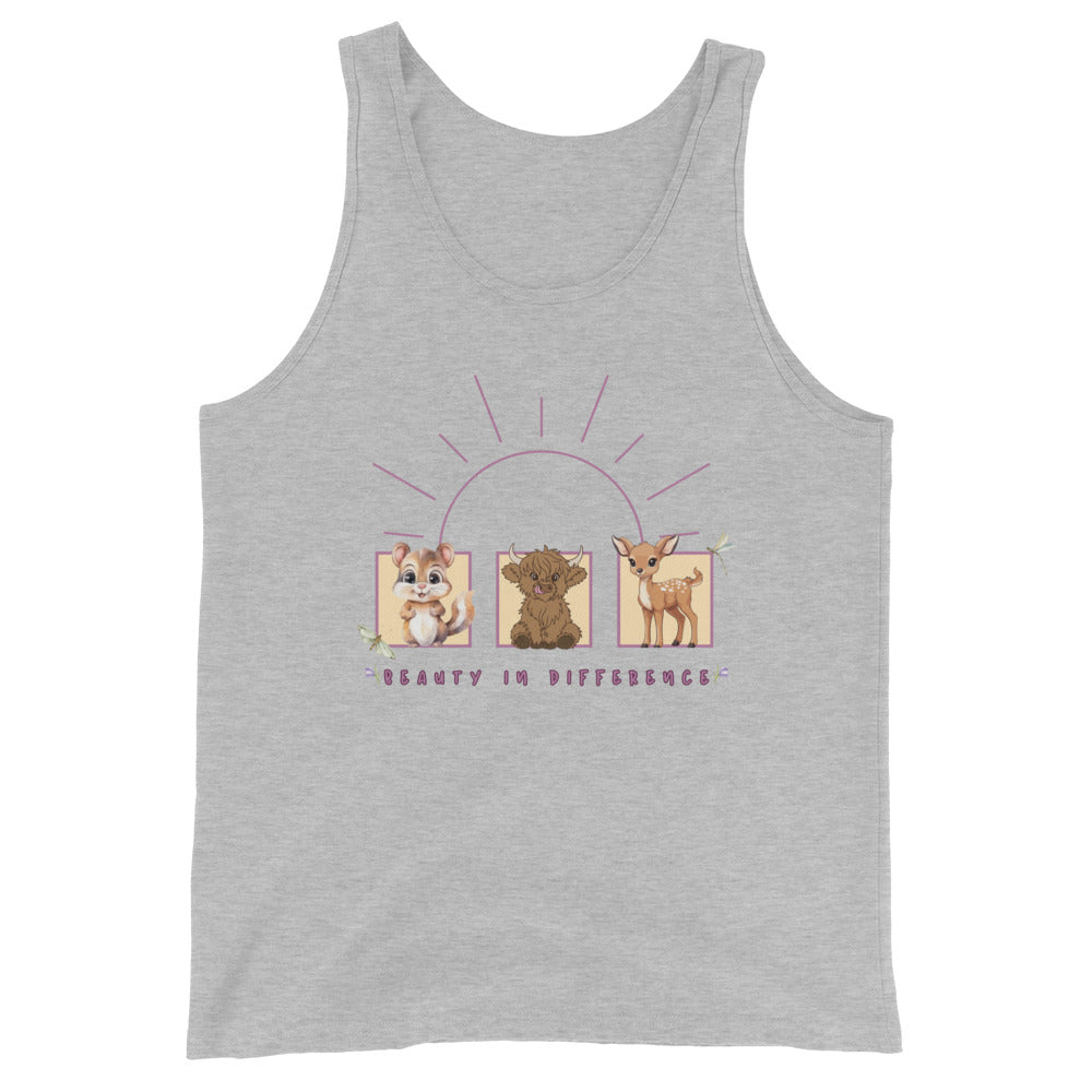Different Grace Men's Tank Top - Left Placement image 4 in Black, size L, showing front view for the Beauty in Difference design.