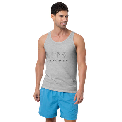 Growthline Men's Tank Top - Left Placement by R.A. Apparel, image 3, front view, Black, size M, left placement.