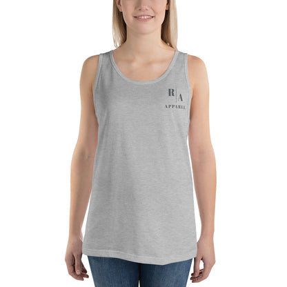 Urban Men's Tank Top - Left Placement 27 by R.A. Apparel, image 3, front view, Black, size M, left placement.