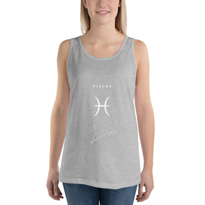 Tideborn Men's Tank Top - Left Placement image 3 in Black, size M, showing front view for the Pisces design.