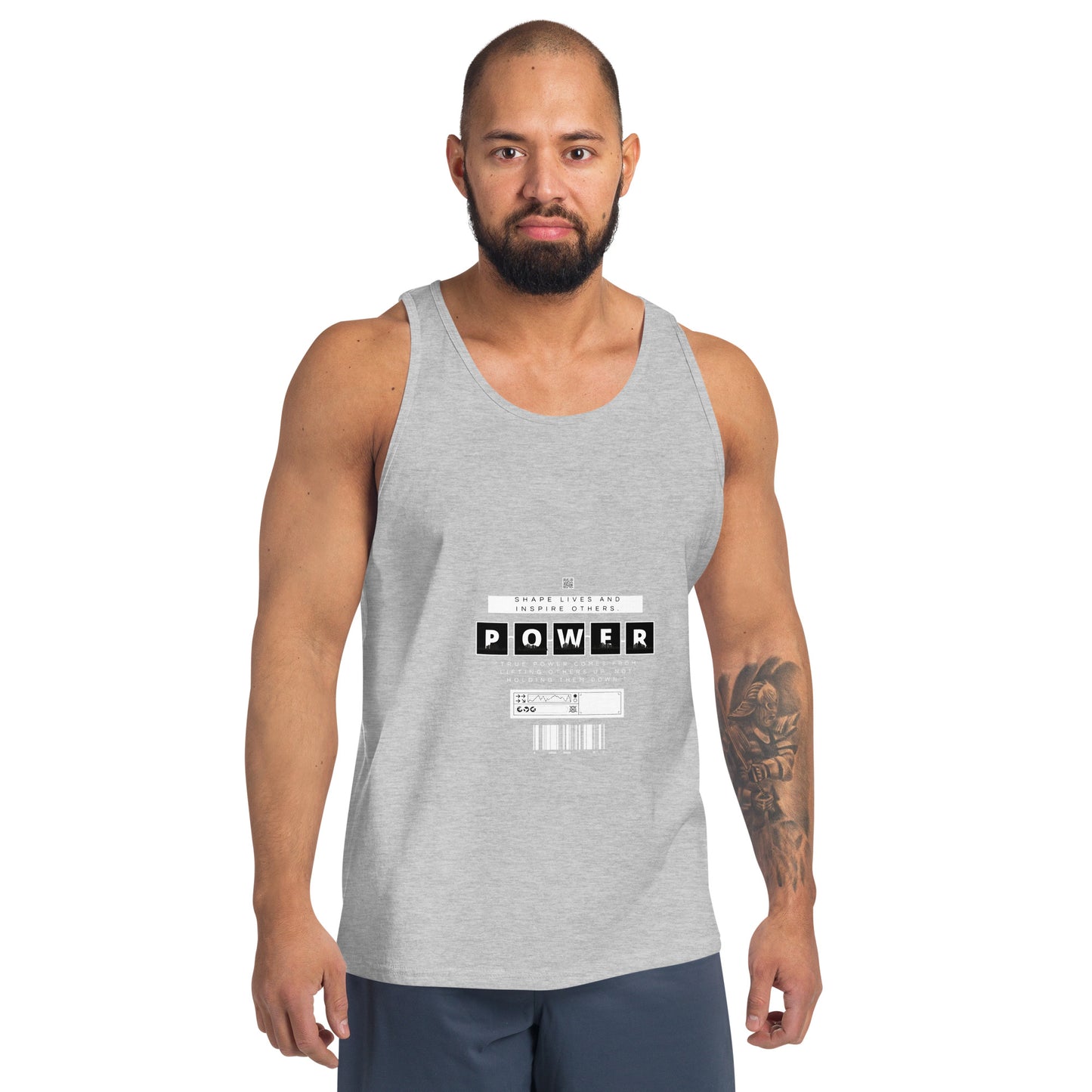 Impact Form Men's Tank Top - Left Placement image 3 in Black, size M, showing front view for the Shape Lives design.