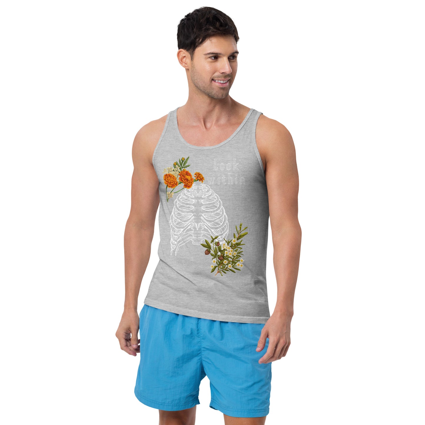 Innerline Men's Tank Top - Left Placement image 3 in Black, size M, showing front view for the Look Within design.
