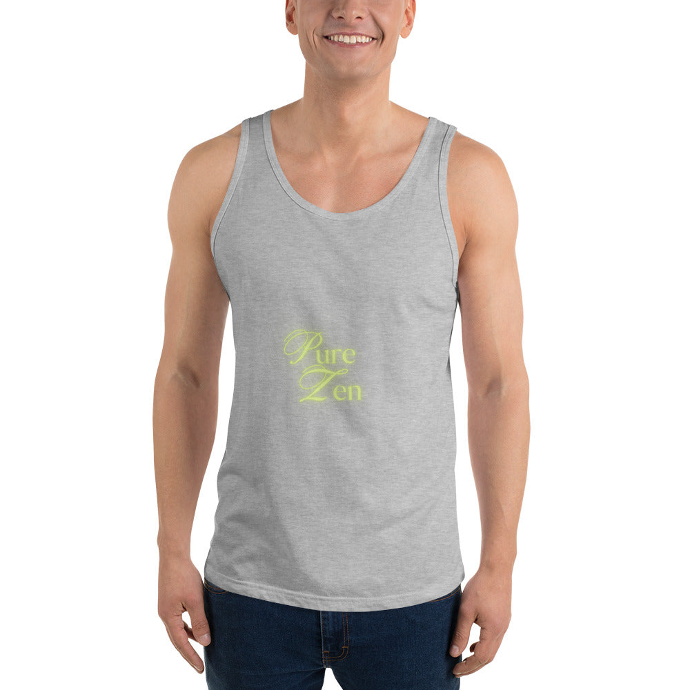 Zenline Men's Tank Top - Left Placement by R.A. Apparel, image 3, front view, Black, size M, left placement.