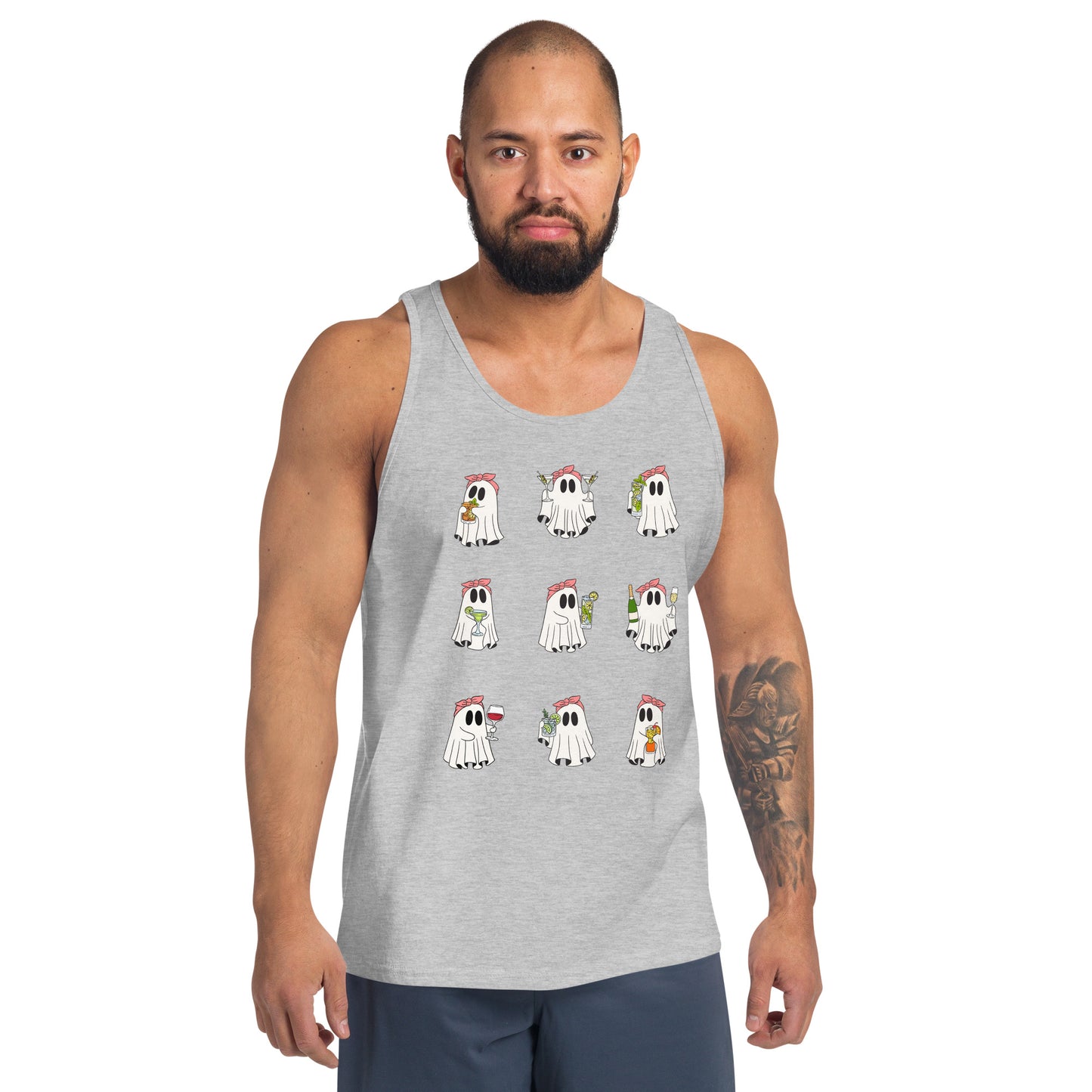 Little Haunts Men's Tank Top - Left Placement by R.A. Apparel, image 3, front view, Black, size M, left placement.